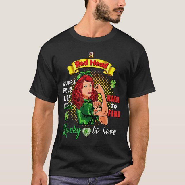Ginger St Patrick Day Irish Women Lucky Redhead Sh T-Shirt (Front)