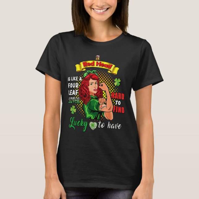 Ginger St Patrick Day Irish Women Lucky Redhead Sh T-Shirt (Front)