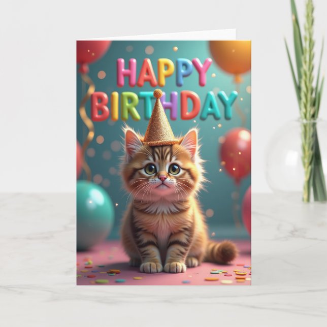 Ginger Tabby Birthday Card (Front)