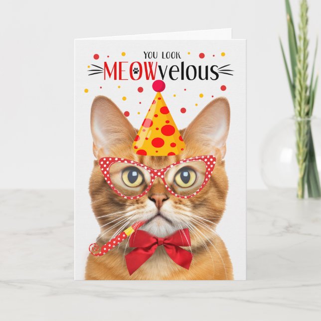 Ginger Tabby Cat MEOWvelous Birthday Card (Front)