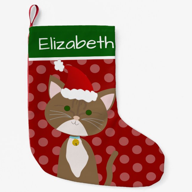 Ginger Tabby Cat Small Christmas Stocking (Front)
