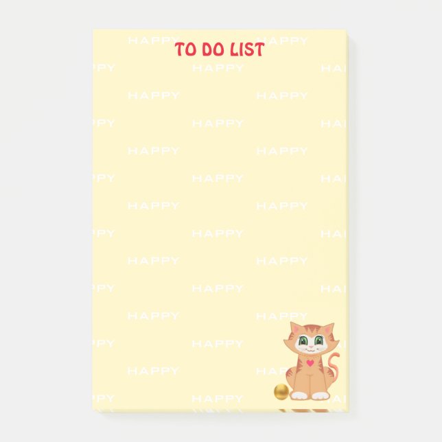 Ginger Tabby Kitty Cat Cartoon To Do List Post-it Notes (Front)