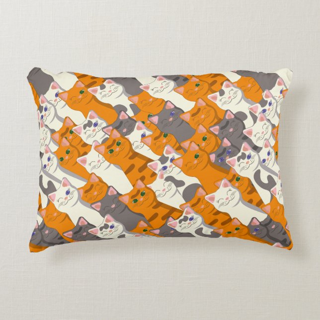 Ginger white black cat diagonal pattern accent pillow (Front)
