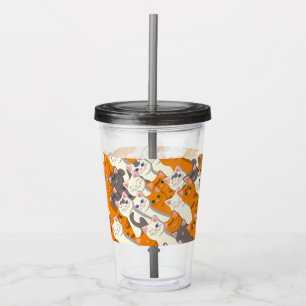 Ginger white black cat diagonal pattern acrylic tumbler