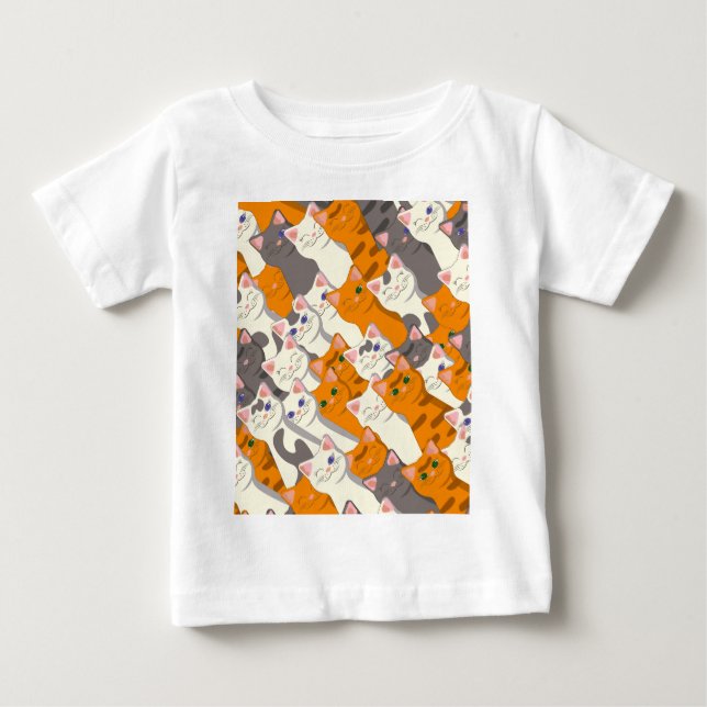 Ginger white black cat diagonal pattern baby T-Shirt (Front)