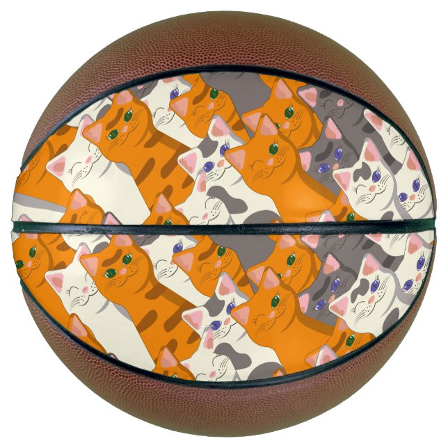 Ginger white black cat diagonal pattern basketball (Front)