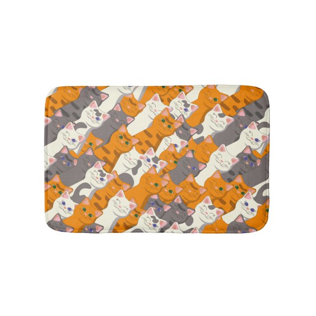 Ginger white black cat diagonal pattern bath mat (Front)
