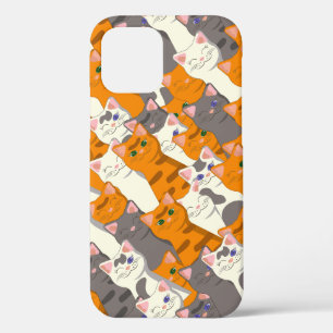 Ginger white black cat diagonal pattern iPhone 12 case