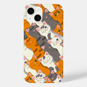 Ginger white black cat diagonal pattern Case-Mate iPhone 14 case