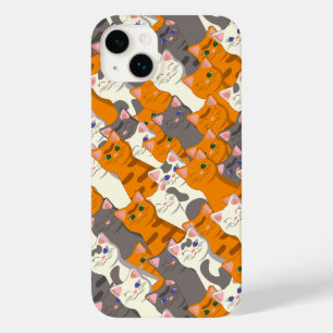 Ginger white black cat diagonal pattern Case-Mate iPhone 14 plus case
