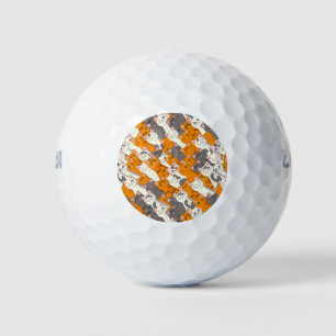 Ginger white black cat diagonal pattern golf balls