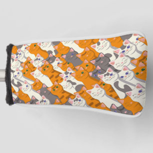 Ginger white black cat diagonal pattern golf head cover