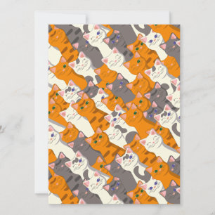 Ginger white black cat diagonal pattern invitation