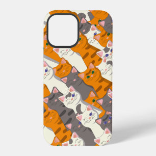 Ginger white black cat diagonal pattern iPhone 12 pro case