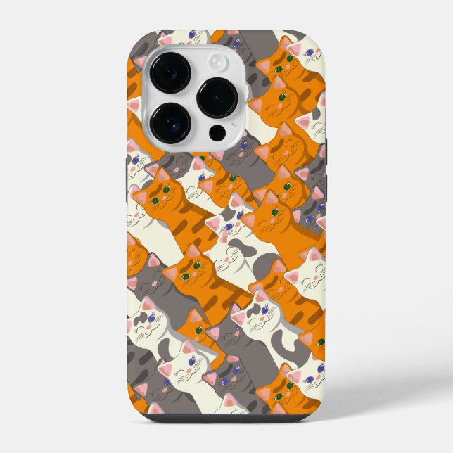 Ginger white black cat diagonal pattern iPhone case (Back)