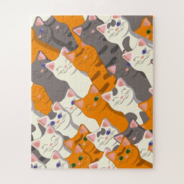 Ginger white black cat diagonal pattern jigsaw puzzle (Vertical)