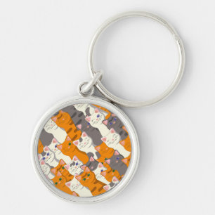Ginger white black cat diagonal pattern keychain