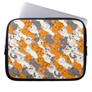 Ginger white black cat diagonal pattern laptop sleeve