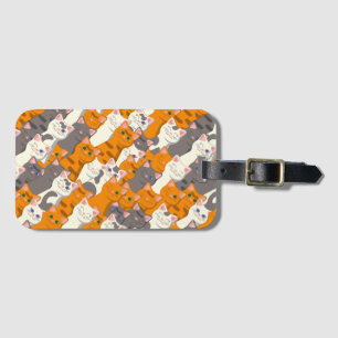 Ginger white black cat diagonal pattern luggage tag