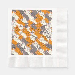 Ginger white black cat diagonal pattern napkin