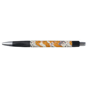 Ginger white black cat diagonal pattern pen