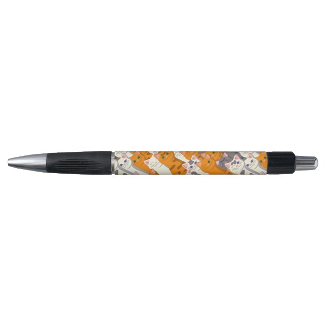 Ginger white black cat diagonal pattern pen (Front)