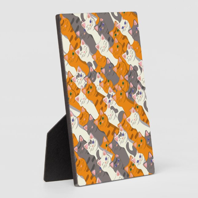 Ginger white black cat diagonal pattern plaque (Side)