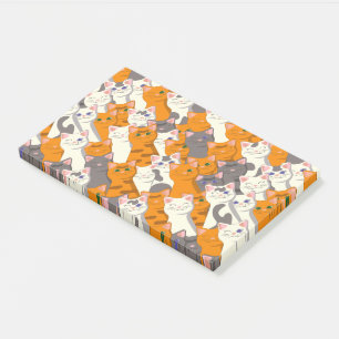 Ginger white black cat diagonal pattern post-it notes