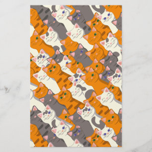 Ginger white black cat diagonal pattern stationery