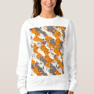 Ginger white black cat diagonal pattern sweatshirt