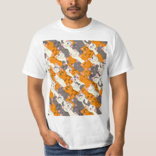 Ginger white black cat diagonal pattern T-Shirt