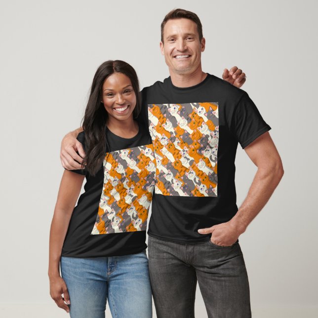 Ginger white black cat diagonal pattern T-Shirt (Unisex)