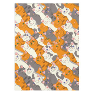 Ginger white black cat diagonal pattern tablecloth