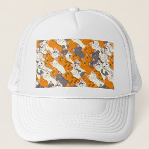 Ginger white black cat diagonal pattern trucker hat