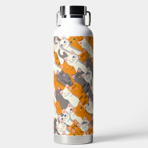 Ginger white black cat diagonal pattern water bottle