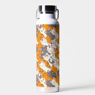 Ginger white black cat diagonal pattern water bottle