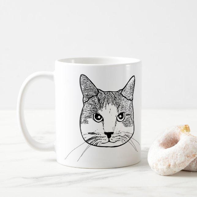 Ginger White Cat Personalized Coffee Mug (With Donut)