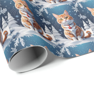 Ginger Winter Christmas Cat Wrapping Paper