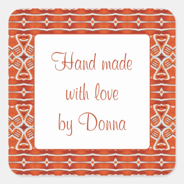 GINGERBREAD 1.5" Square "Hand Made" Stickers (Front)