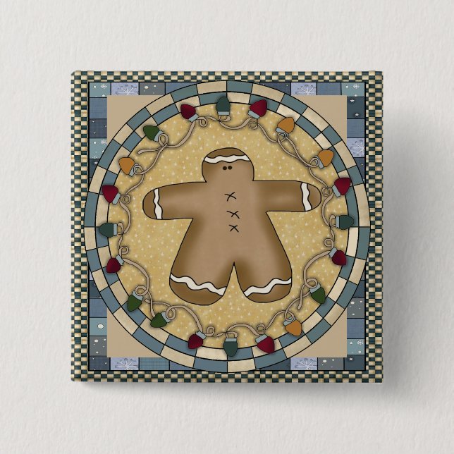 Gingerbread 2 Inch Square Button (Front)
