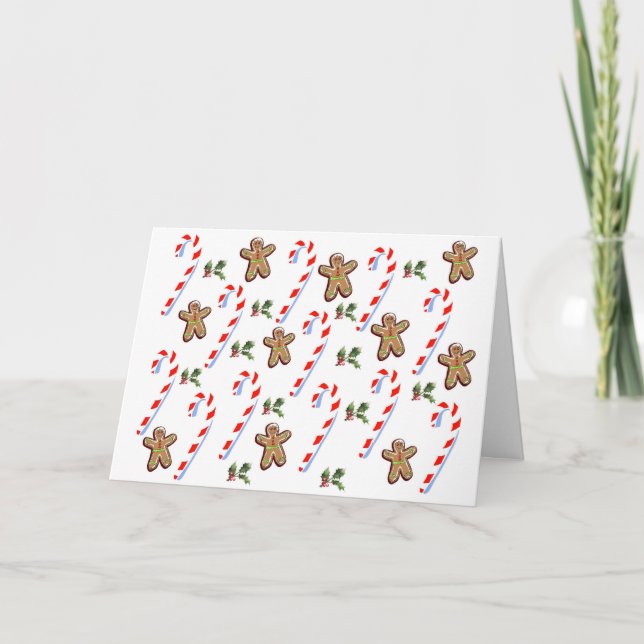 Gingerbread and Candy Canes Holiday Card (Front)