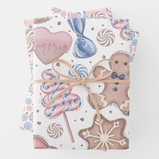 Gingerbread And Sweets Holiday Wrapping Paper Sheet (In situ)