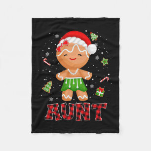 Gingerbread Aunt Buffalo Plaid Christmas Mother Ma Fleece Blanket