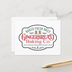 Gingerbread baking company North Pole Christmas Holiday Postcard