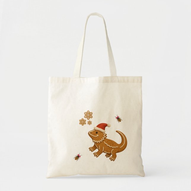 Gingerbread Bearded Dragon Christmas  Tote Bag (Front)