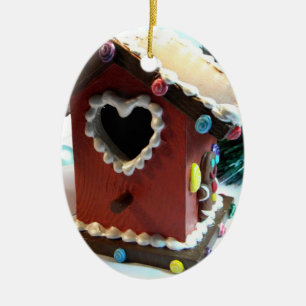Gingerbread Birdhouse Ceramic Ornament