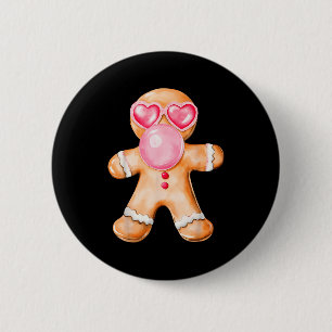 Gingerbread Blowing Bubble Gum Nk Sungles Christma 2 Inch Round Button