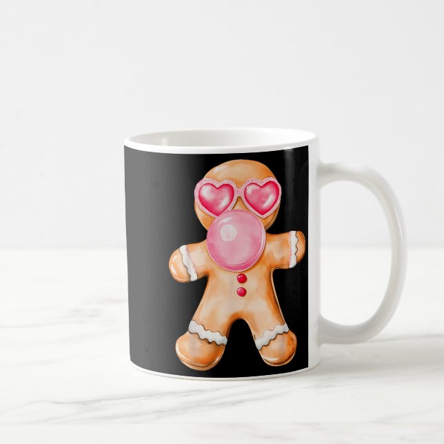 Gingerbread Blowing Bubble Gum Nk Sungles Christma Coffee Mug (Right)