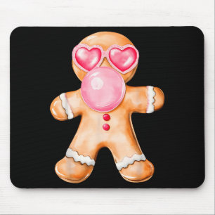 Gingerbread Blowing Bubble Gum Nk Sungles Christma Mouse Pad