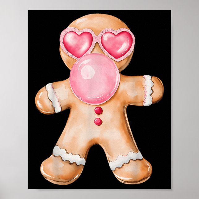 Gingerbread Blowing Bubble Gum Nk Sungles Christma Poster (Front)